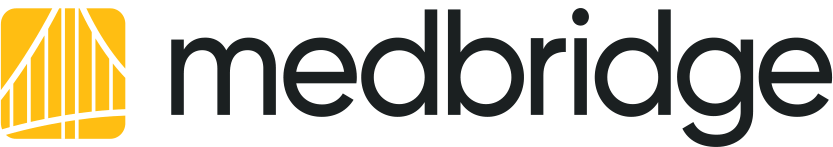 Medbridge logo with a yellow graphic and "medbridge" in bold black lowercase letters.